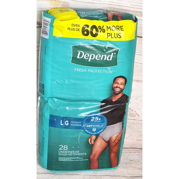 Depend Fresh Protection Underwear L/XL 28 Count Super Absorbent With DryShield - Picture 1 of 9
